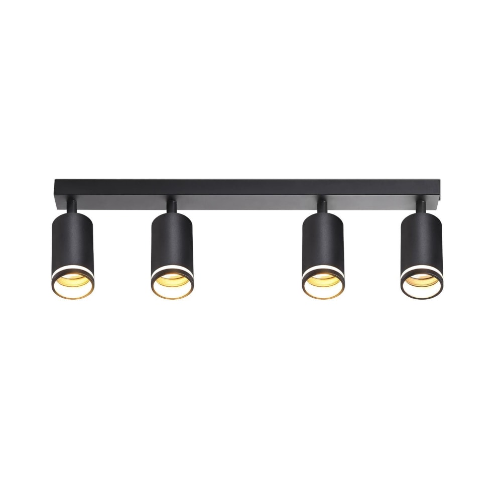 Fields - spot de plafond en métal, noir, l 58 cm, 4 lumières