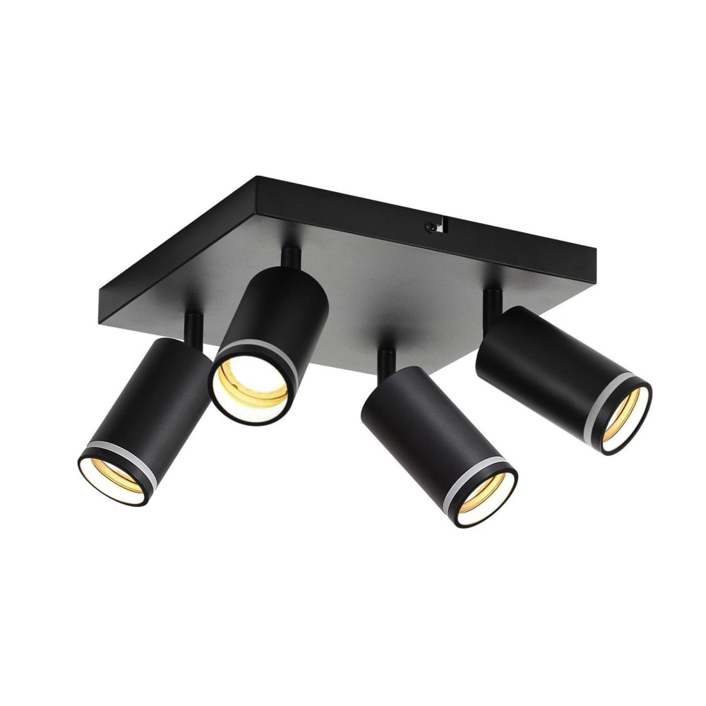 Nettlife Resnik - Deckenstrahler aus Metall, Schwarz, L 25 cm, 4-flammig, GU10 style modern Schwarz Metall