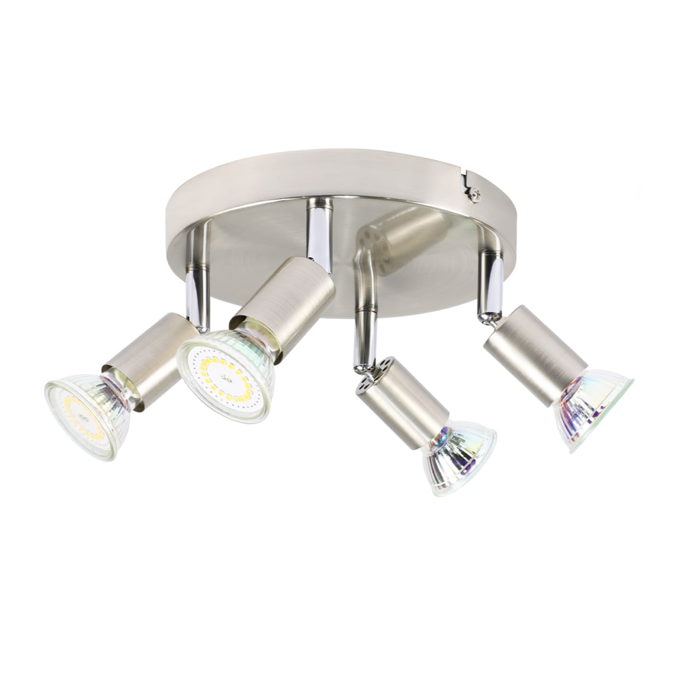 Nettlife Remy - Deckenstrahler aus Metall, Silber, L 18 cm, 4-flammig, GU10 style modern Silber Metall