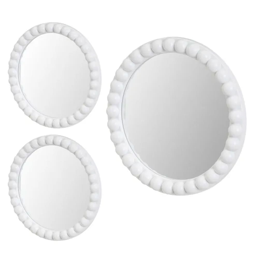 Unimasa Set de 3 miroirs ronds en polypropylène blanc 25x25x2cm - Pvc - Poly Chlorure De Vinyle