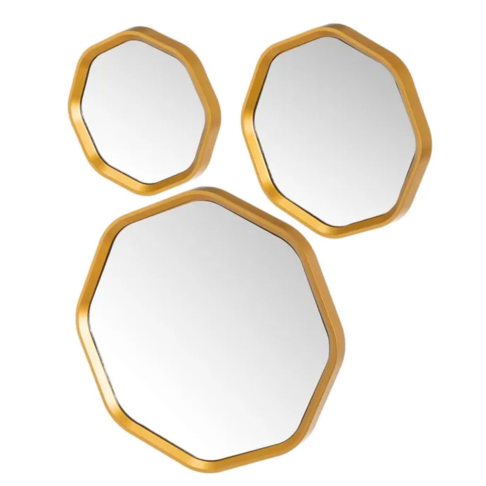 Set de 3 miroirs dorés 30x2x30cm
