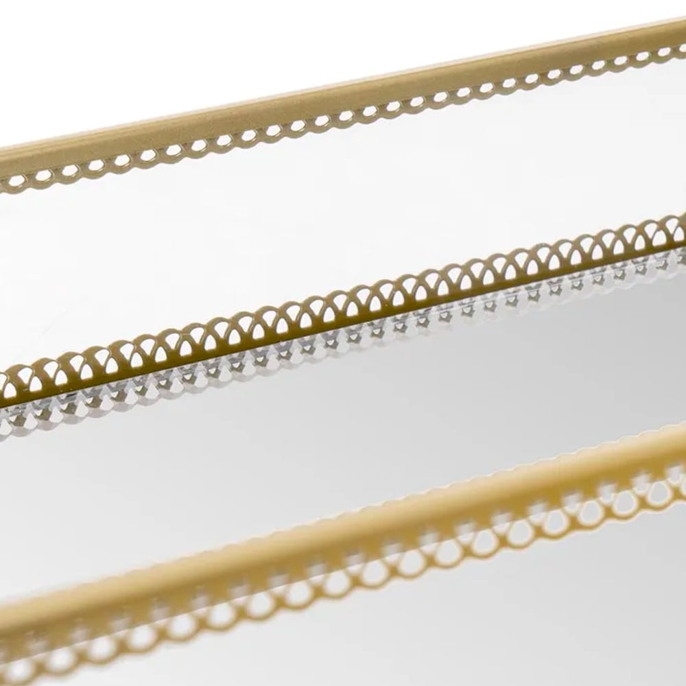 Set de 2 plateaux pour bijoux métal doré, verre et miroir 24x14x4cm - Maisons du Monde