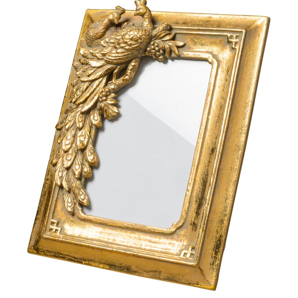 Cadre photo à poser doré paon 21x17cm