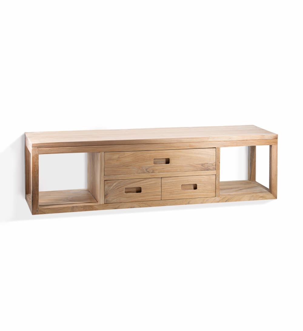 Console flottante en teck beige L 110 cm