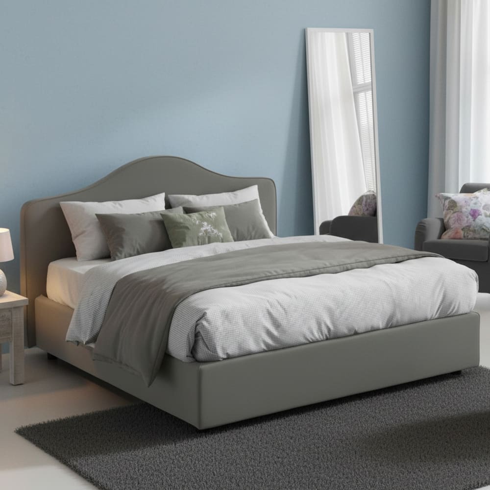 Doppelbett aus grauem Stoff 160x200 cm - Maisons Du Monde