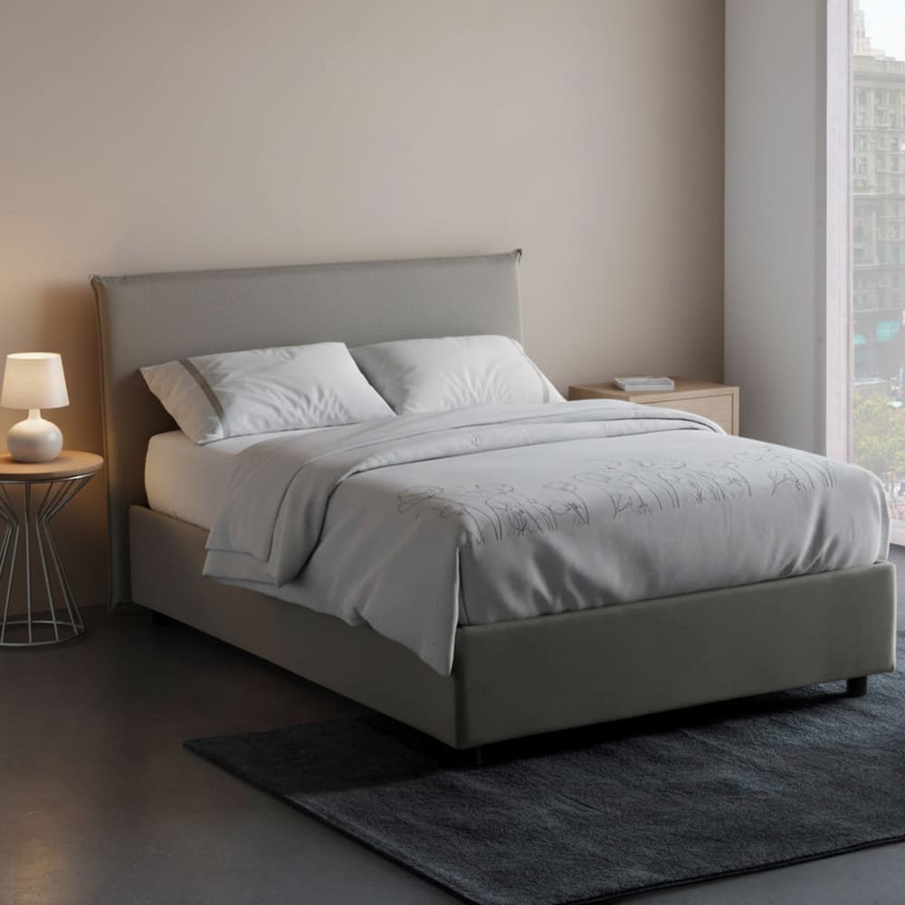 Queensize-Bett aus grauem Stoff, 120 x 200 cm - Maisons Du Monde