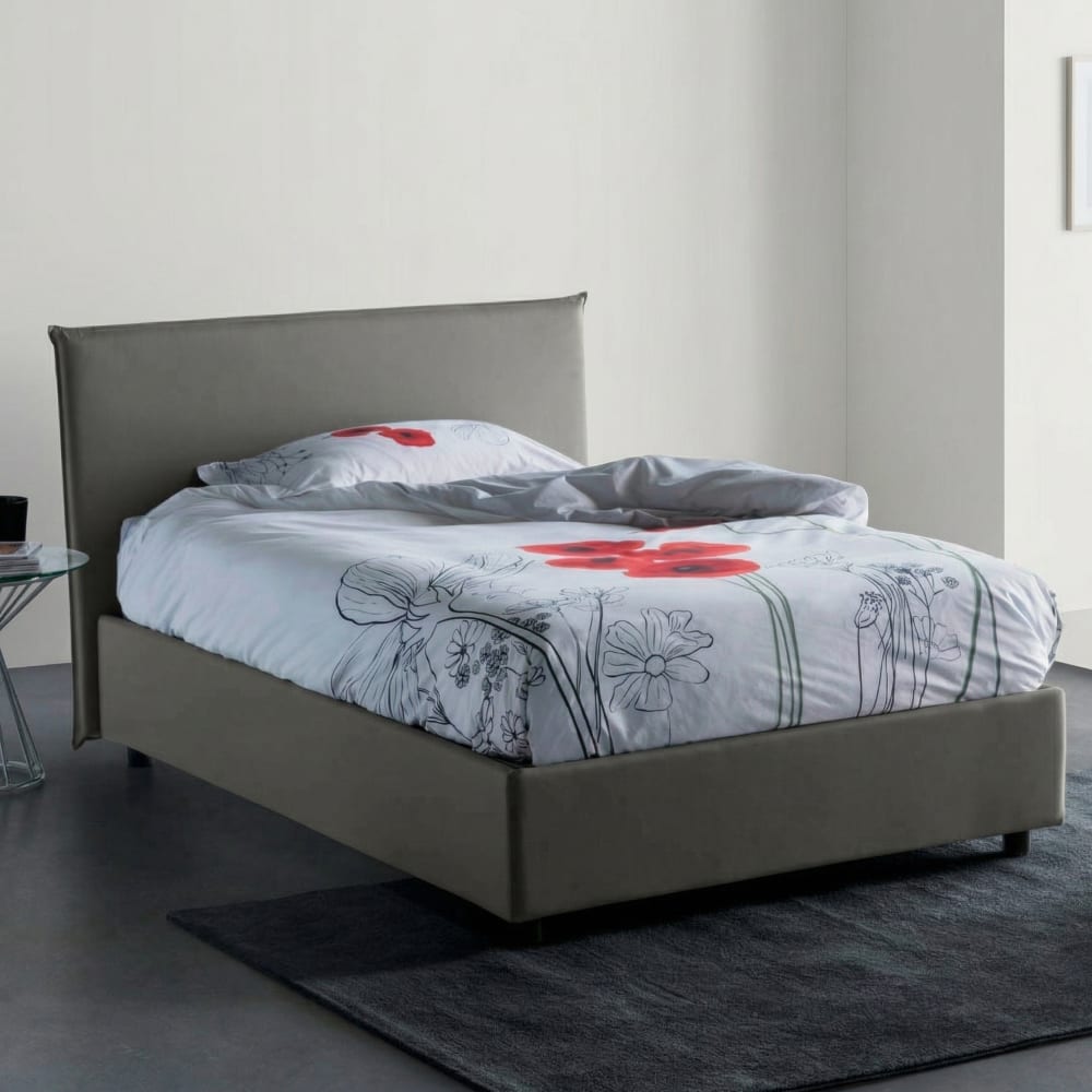 Queensize-Bett aus grauem Stoff, 120 x 200 cm - Maisons Du Monde