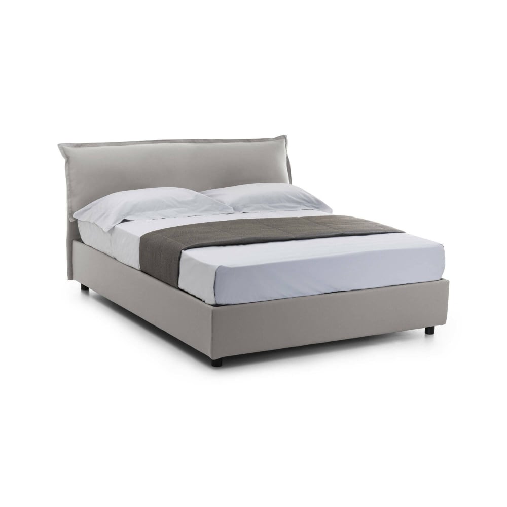 Lit double en tissu gris 160x190 cm