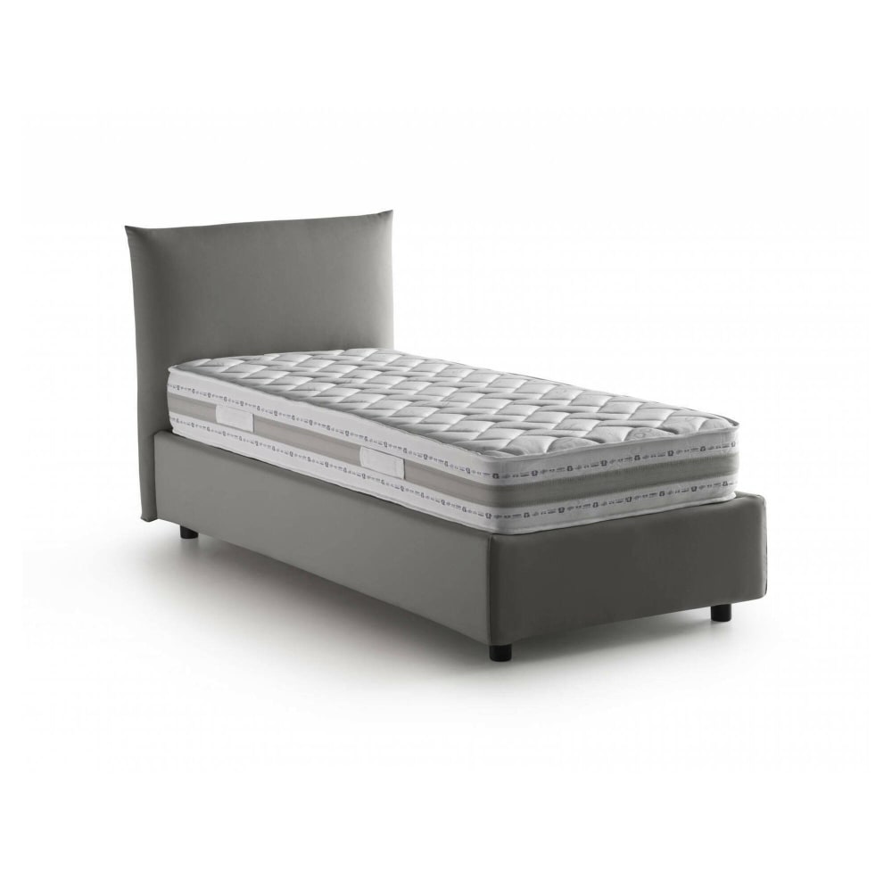 Lit simple en tissu gris