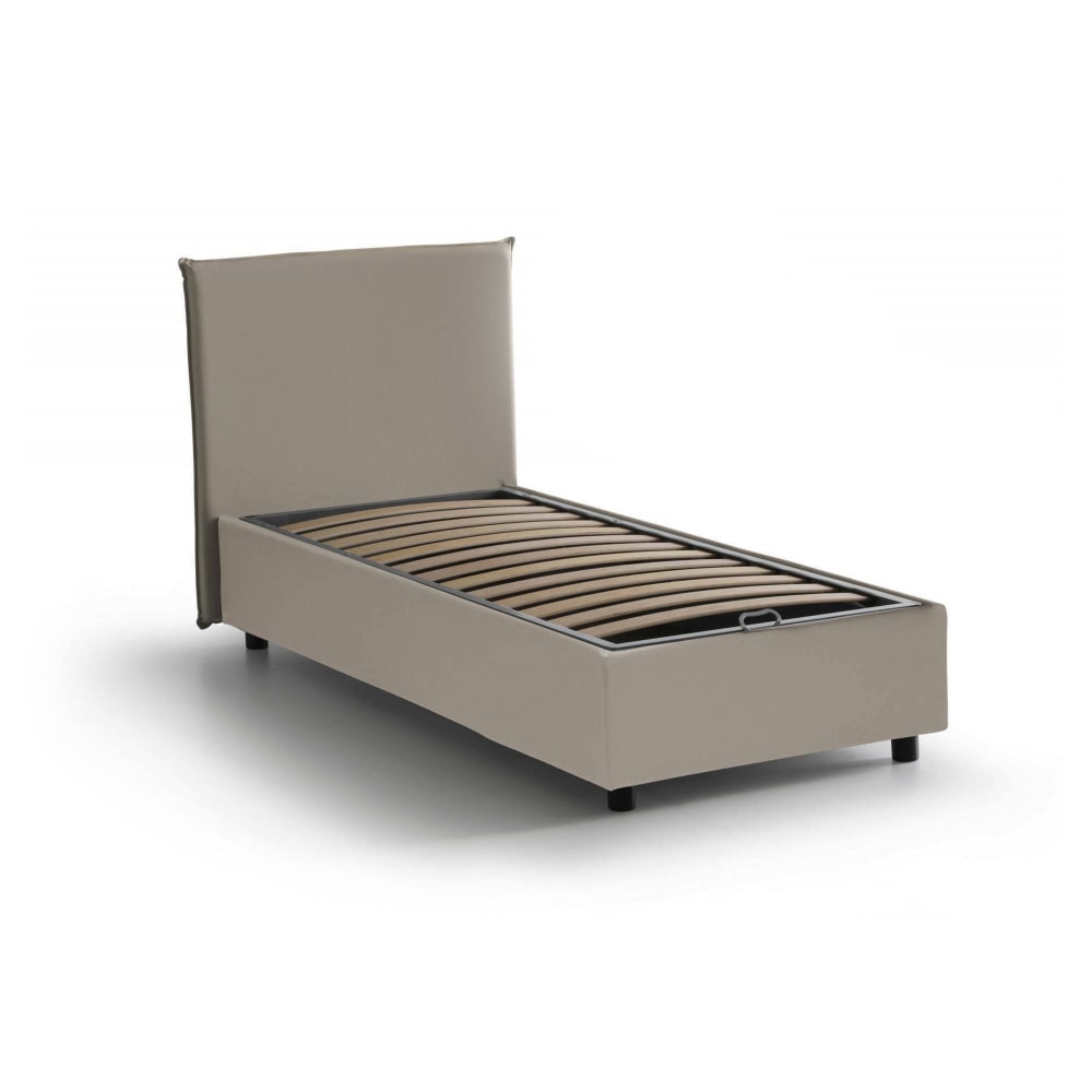 Lit simple en tissu tourterelle