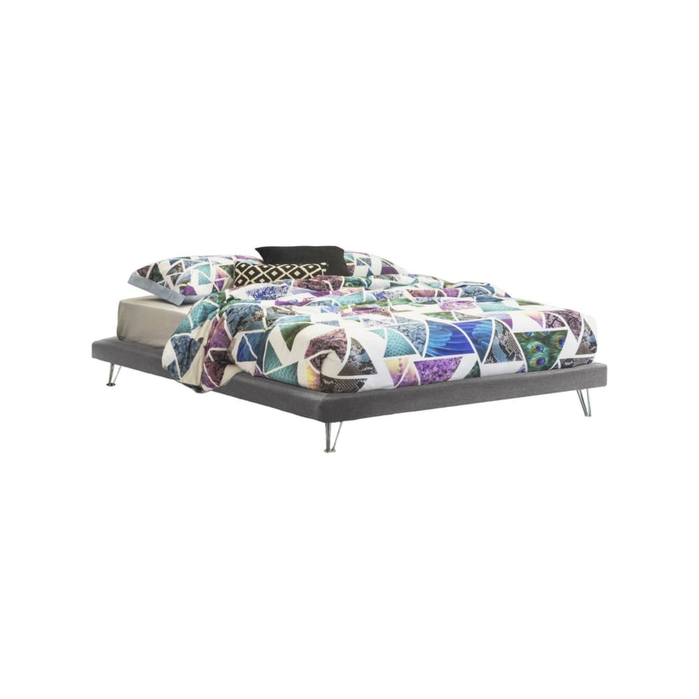 Lit double en tissu gris 160x190 cm