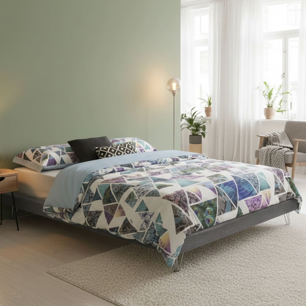 Lit double en tissu gris 160x190 cm - Maisons du Monde