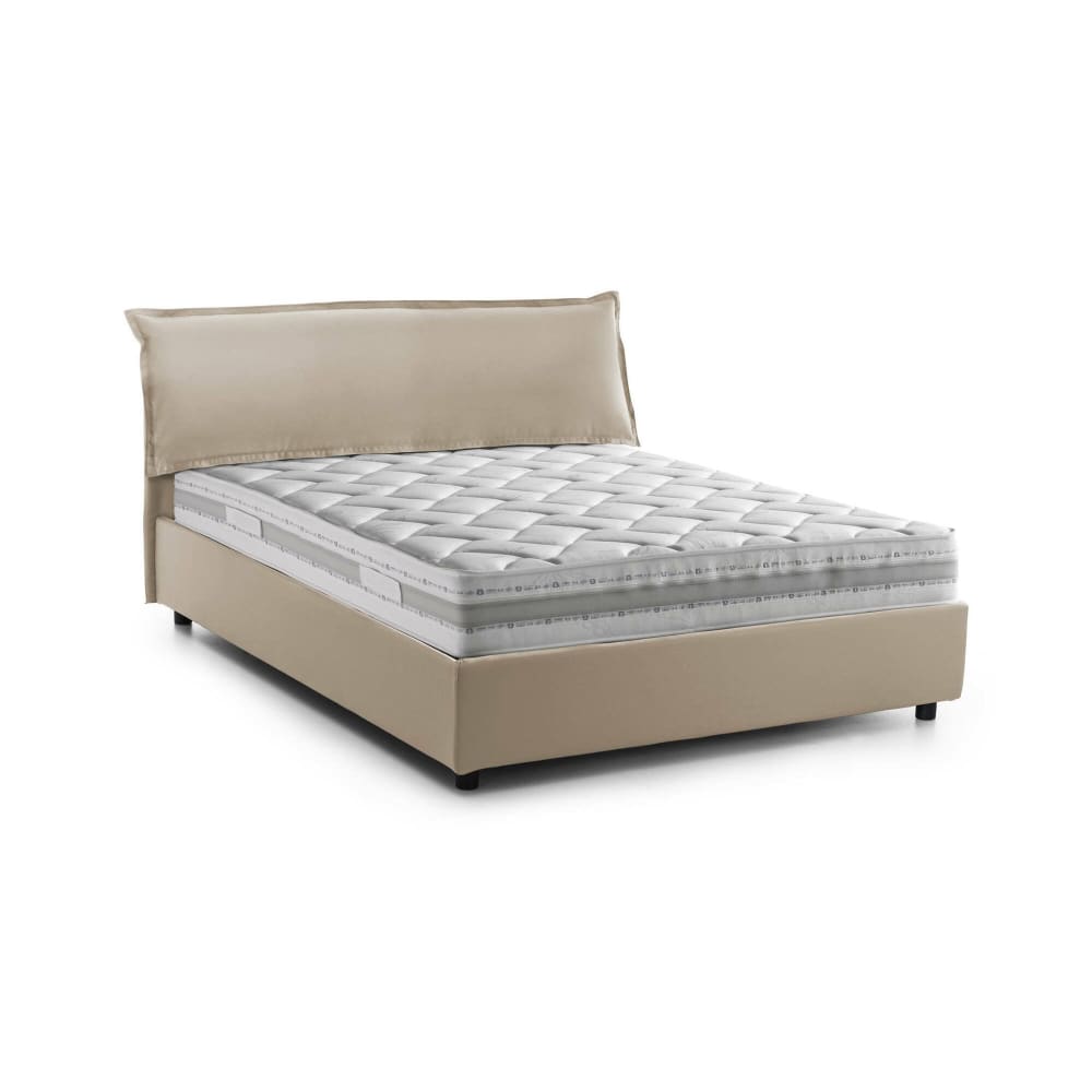 Lit double en tissu beige 160x200 cm