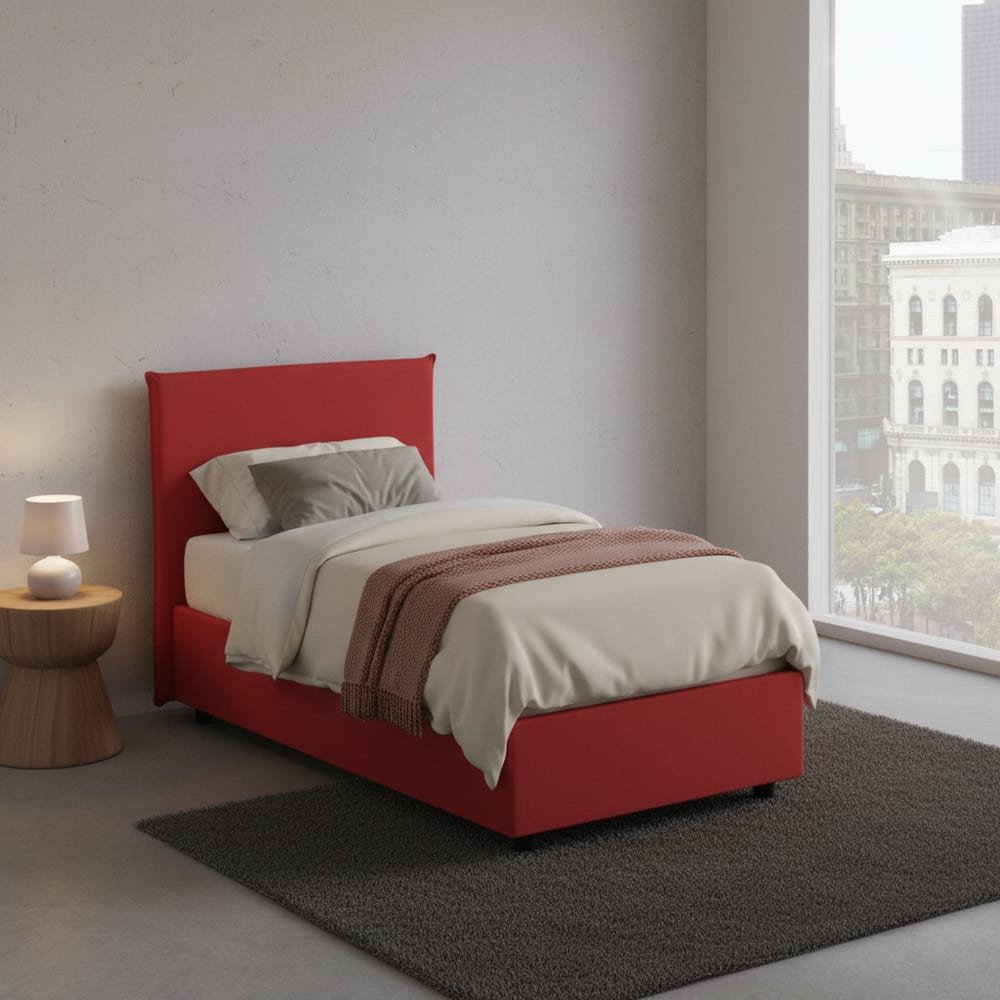 Einzelbett aus rotem Stoff 80x190 cm - Maisons Du Monde