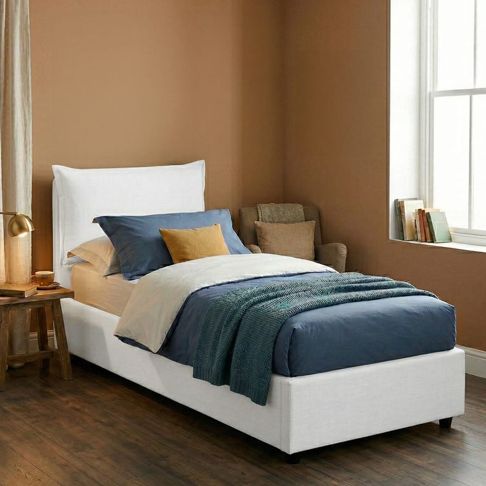 Lit simple en tissu blanc 80x190 cm - Maisons du Monde