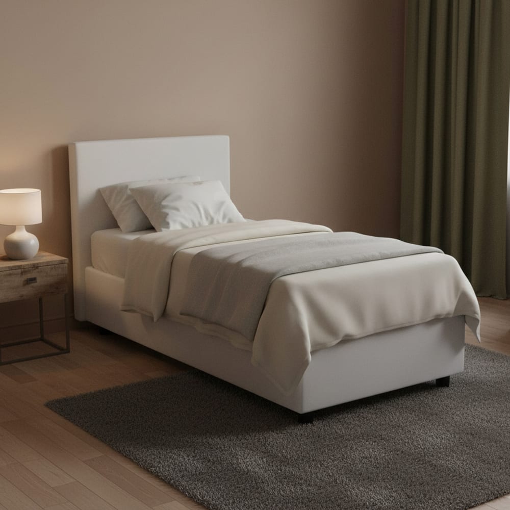 Einzelbett aus weißem Kunstleder 80x190 cm - Maisons Du Monde