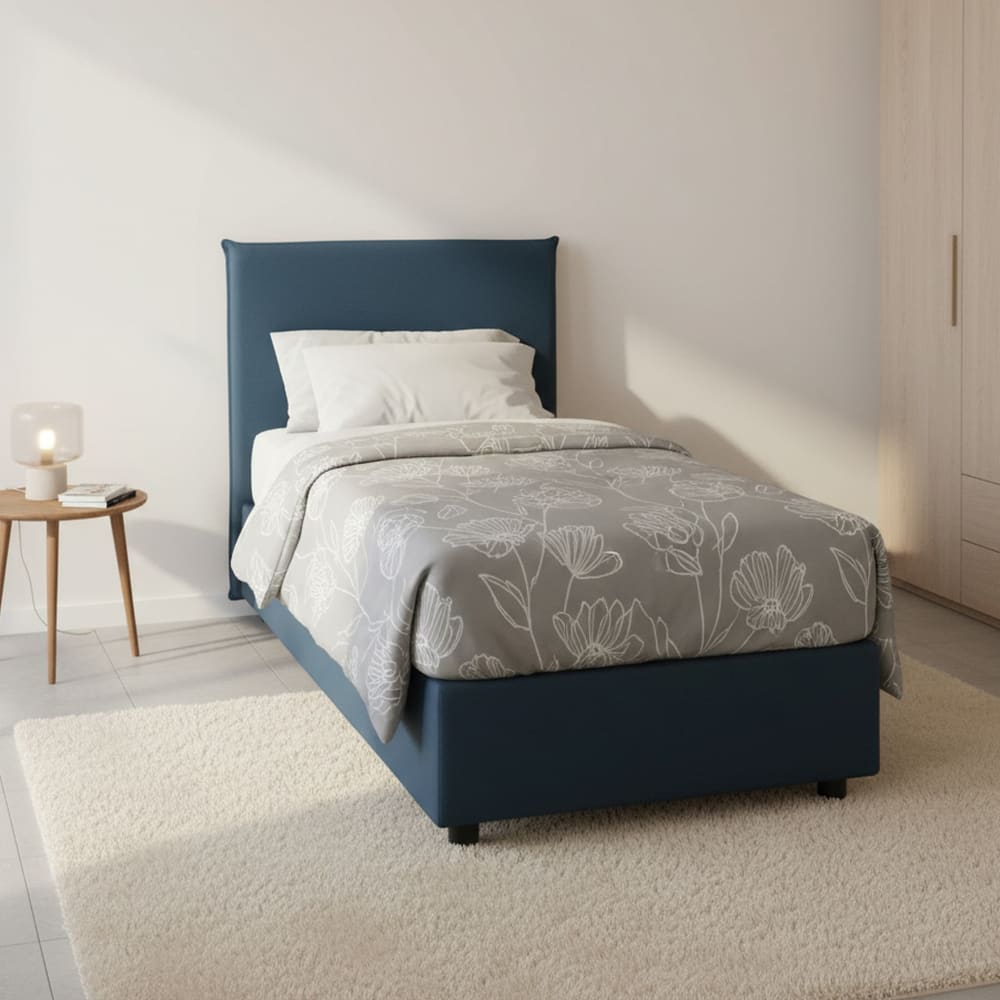 Lit simple en tissu bleu 80x200 cm - Maisons du Monde