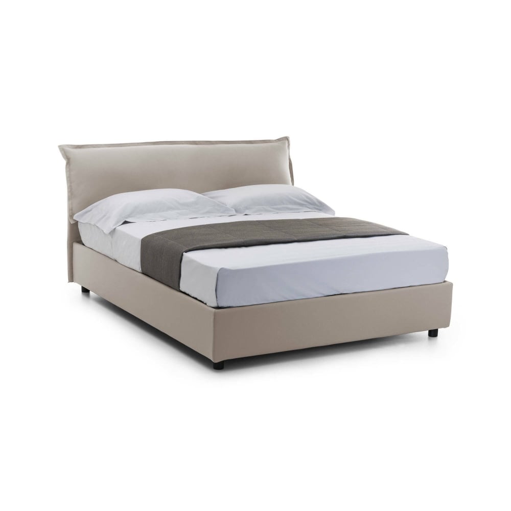 Lit double en tissu tourterelle 160x200 cm