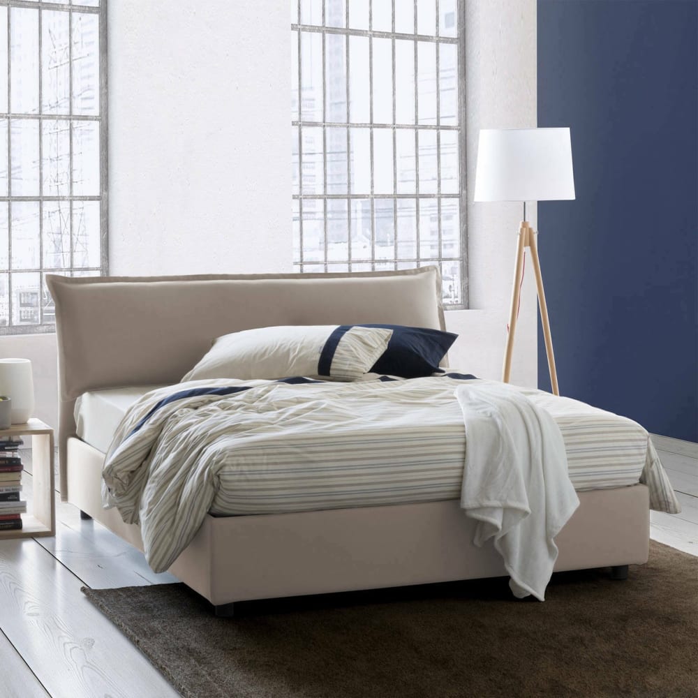 Doppelbett aus taubengrauem Stoff 160x200 cm - Maisons Du Monde
