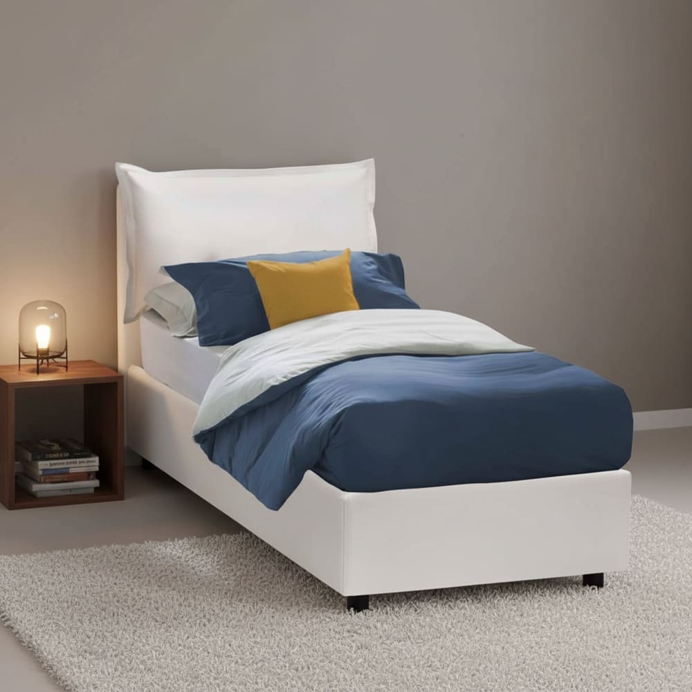 Lit simple en simili cuir blanc 90x190 cm - Maisons du Monde