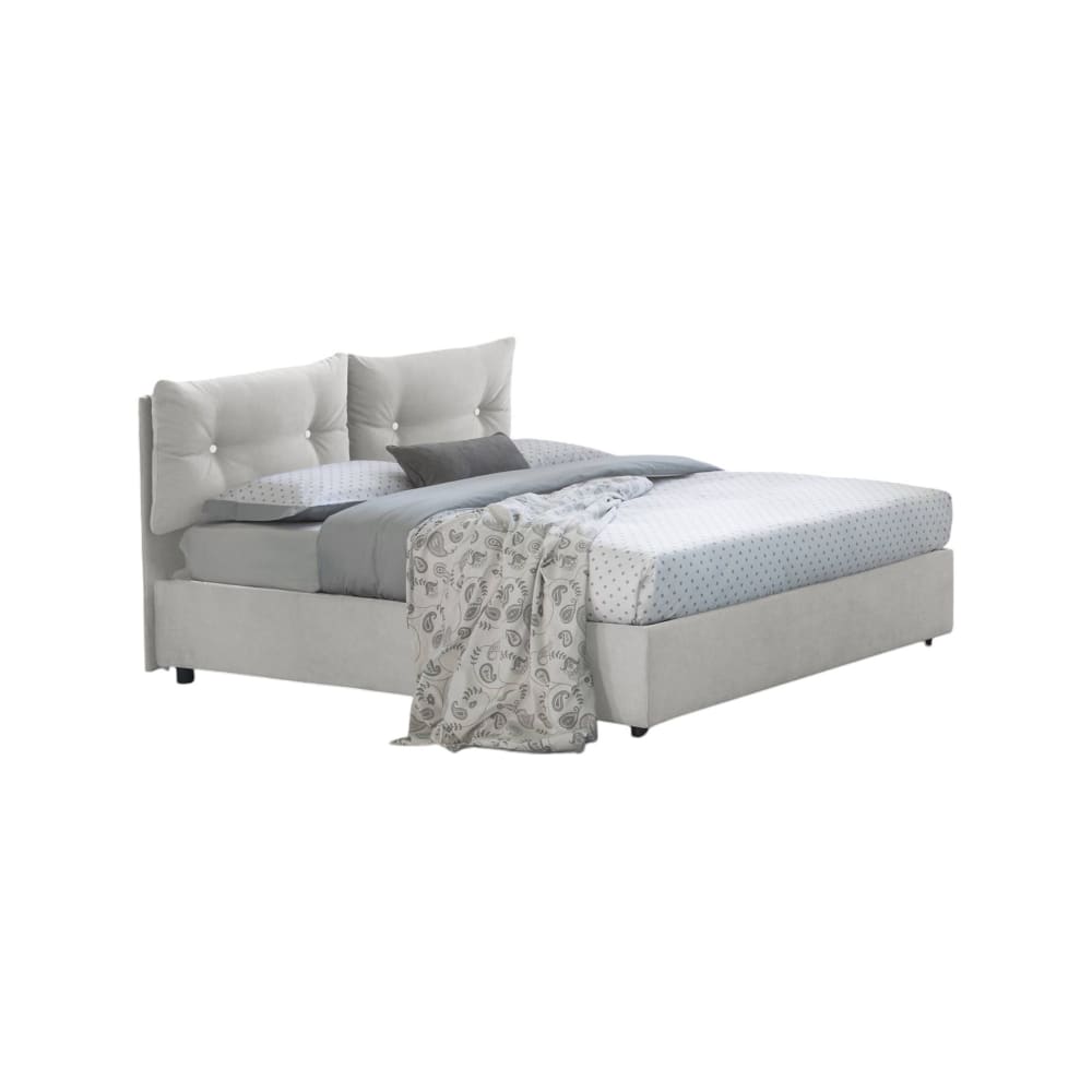 Lit demi-carré en tissu blanc 120x190 cm