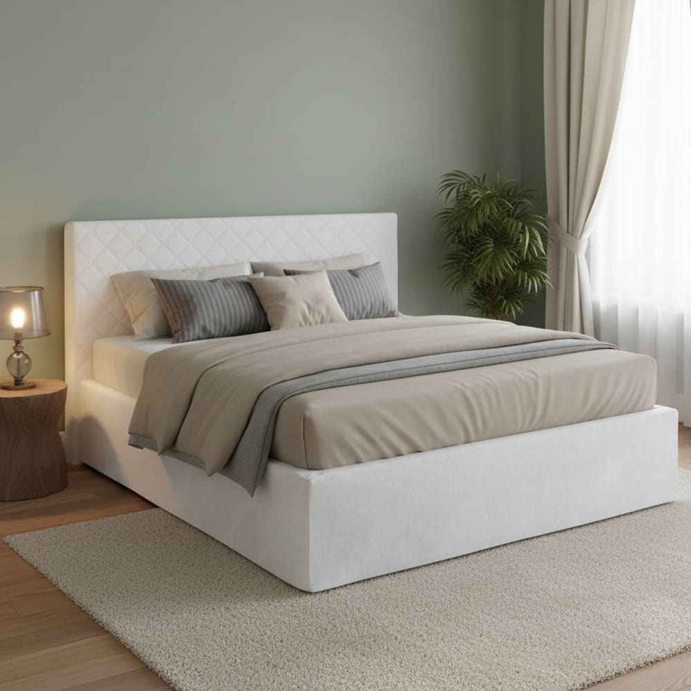 Lit double en simili cuir blanc 160x190 cm - Maisons du Monde