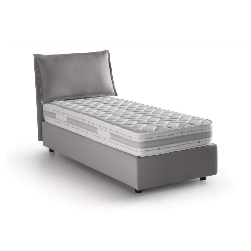 Lit simple en tissu gris