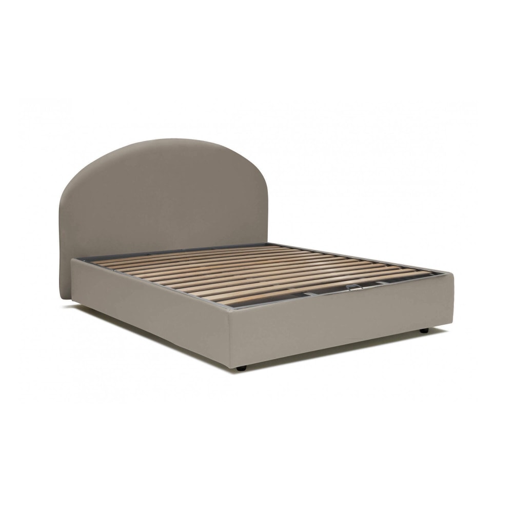 Lit double en simili cuir tourterelle 160x200 cm