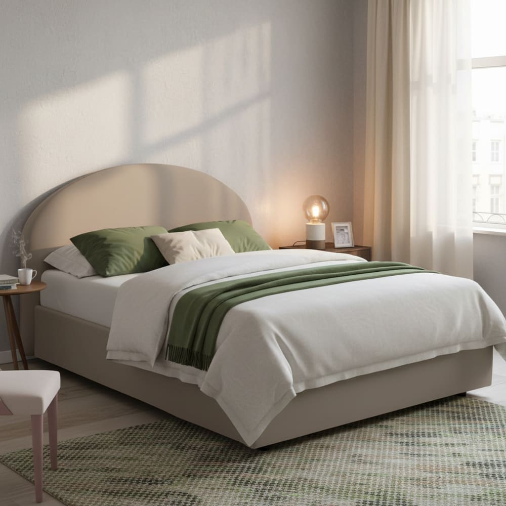 Lit double en simili cuir tourterelle 160x200 cm - Maisons du Monde