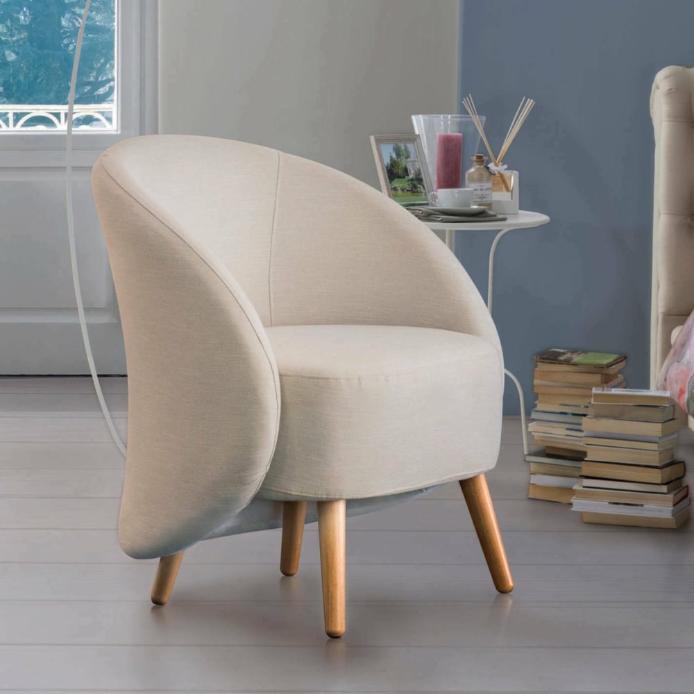 Fauteuil en tissu tourterelle 70x60h80 cm - Maisons du Monde