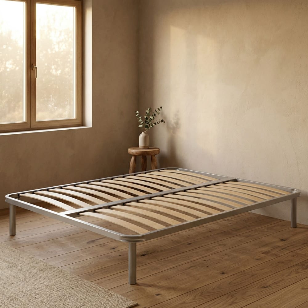 Sommier double en metal gris 160x190 cm - Maisons du Monde