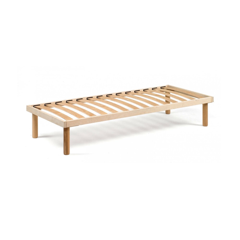 Talamo Italia Quadratisches Bettgestell aus grauem Metall, 120 x 190 cm style modern Braun Öko-Tex Zertifikat Metall