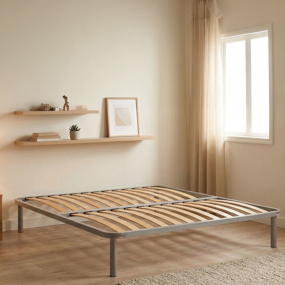 Sommier demi-carré en metal gris 120x200 cm - Maisons du Monde