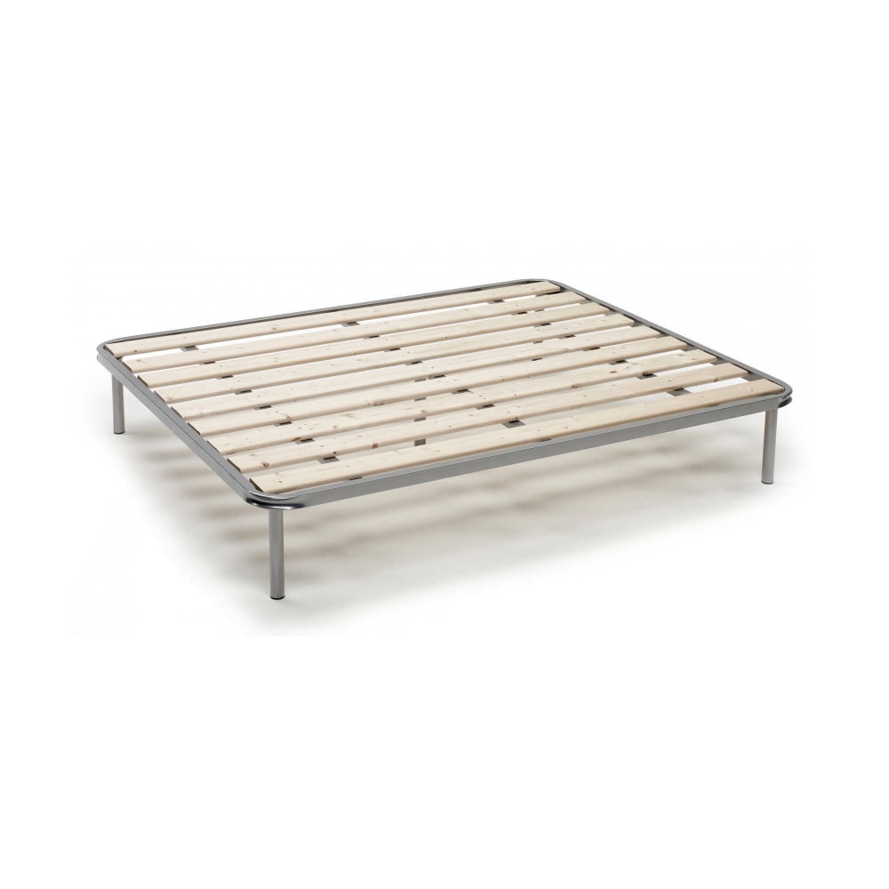 Talamo Italia Quadratisches Bettgestell aus grauem Metall, 120 x 190 cm style modern Öko-Tex Zertifikat - Metall
