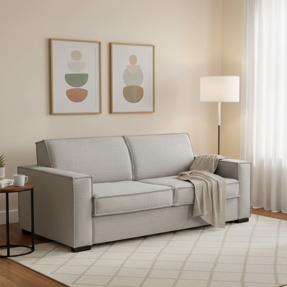 2-Sitzer-Schlafsofa aus grauem Stoff, 180 x 95 x 90 cm - Maisons