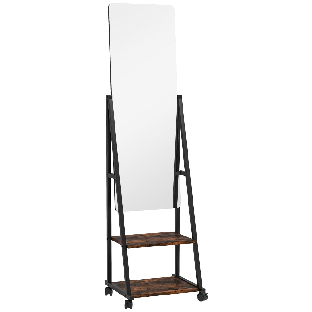 Miroir sur pied rectangulaire verre bois rustique noir