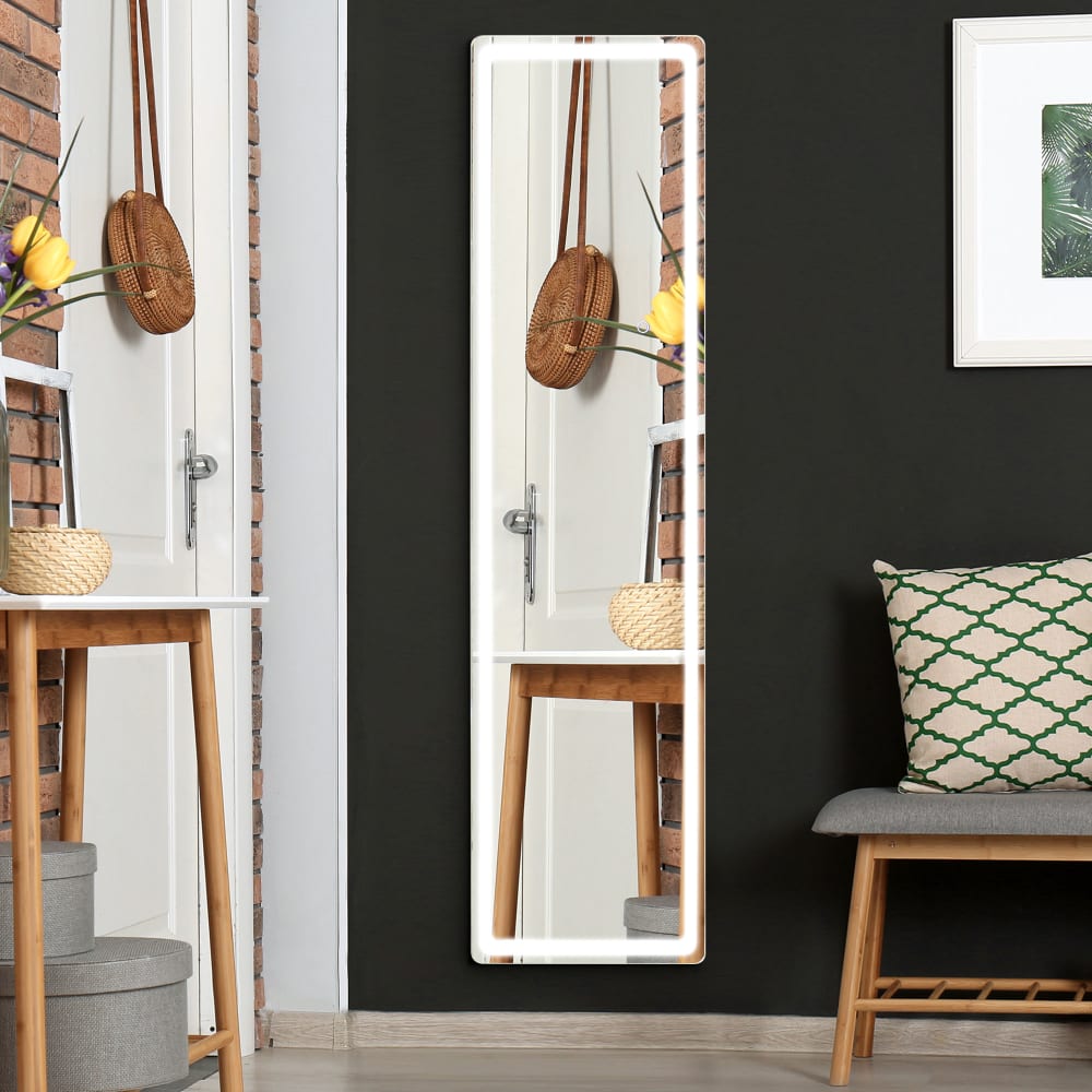 Miroir LED sur pied ou mural réglable avec télécommande noir