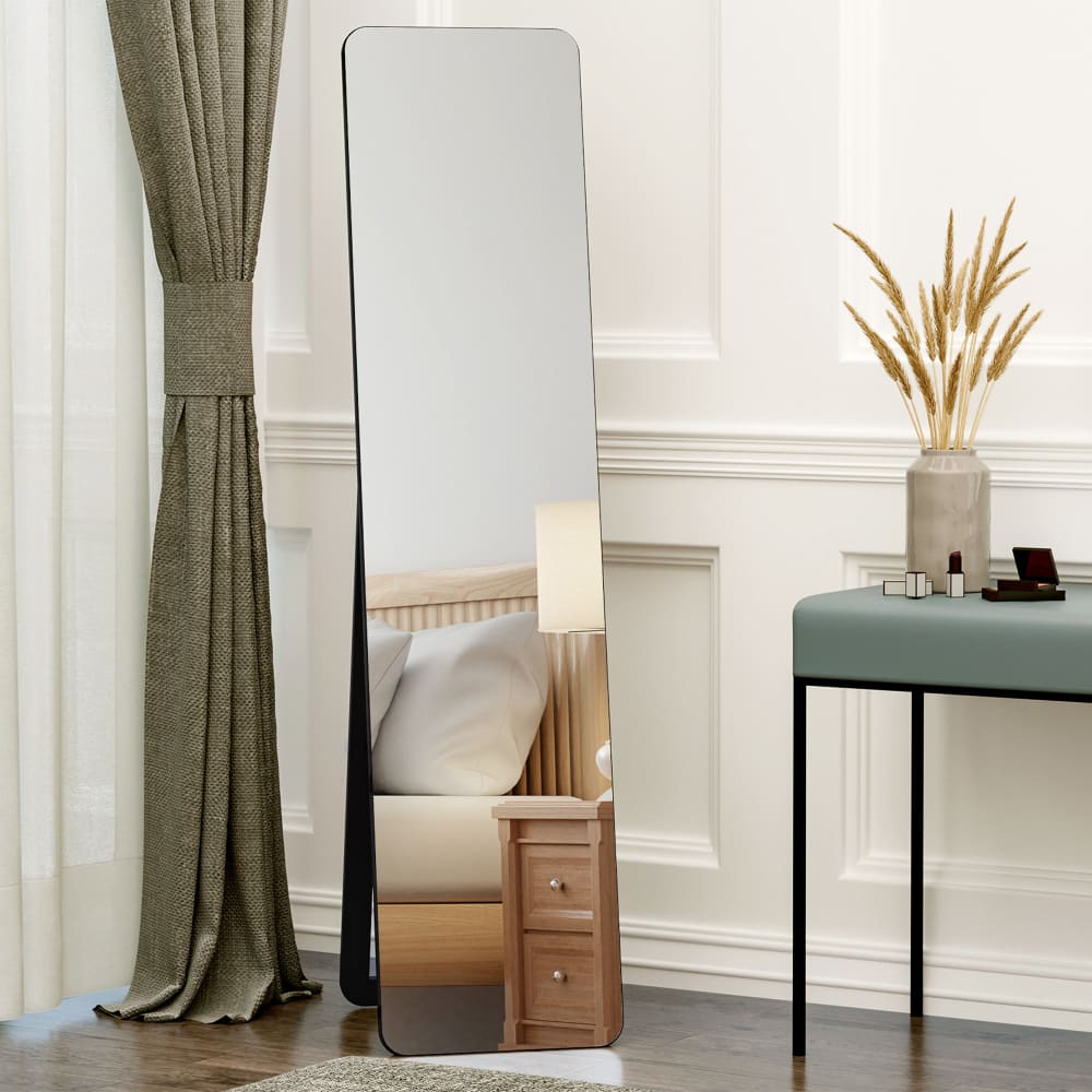 Miroir sur pied et mural rectangulaire verre mdf bois — vue 3