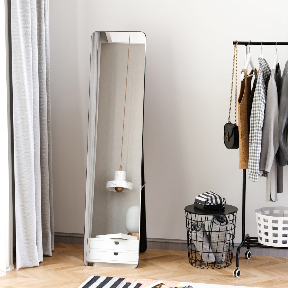 Miroir sur pied et mural rectangulaire verre mdf bois — vue 4