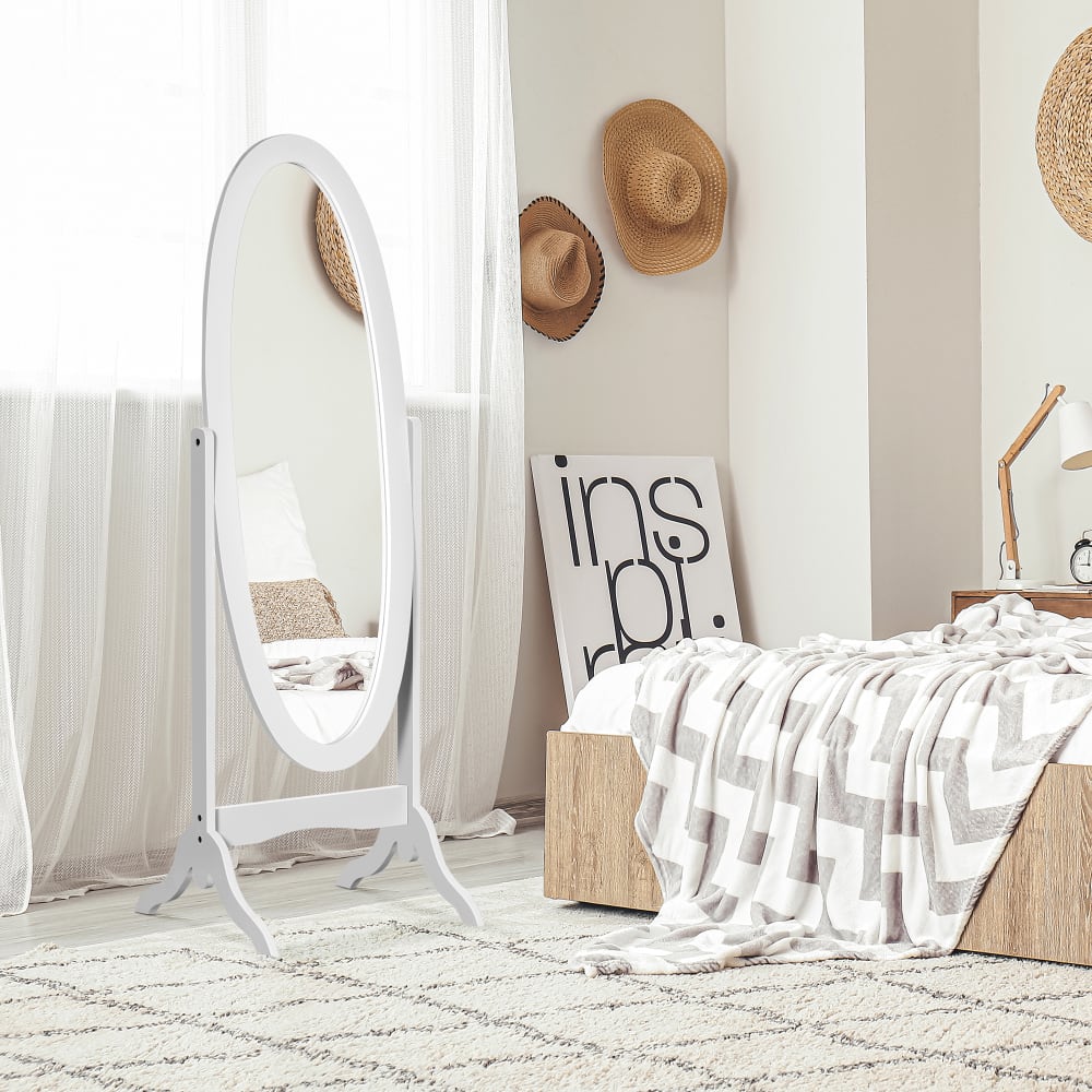 Miroir à pied ovale style shabby chic aspect bois blanc - Maisons du Monde