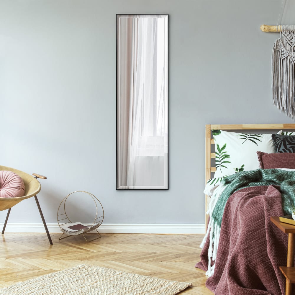 Miroir mural dim. 120l x 35l cm cadre alliage aluminium noir — vue 4