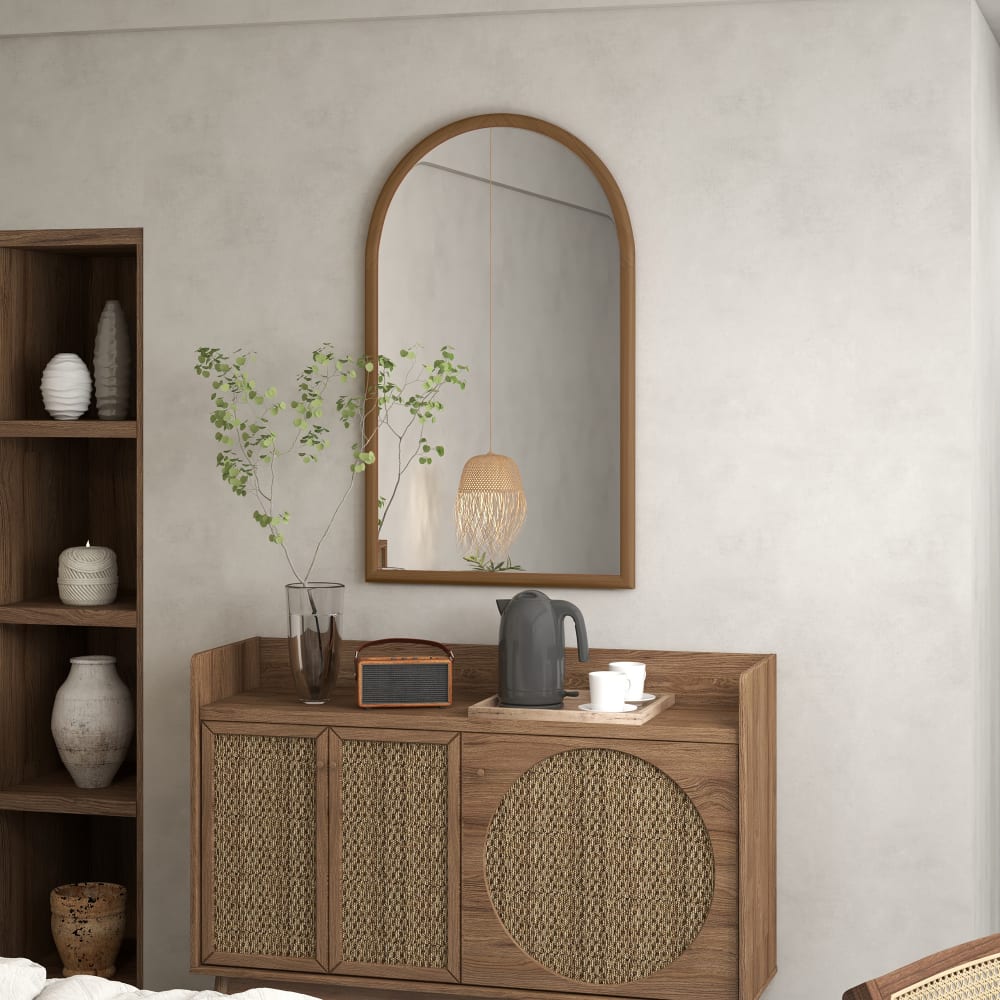Miroir mural arche, 110 x 65 cm cadre en bois