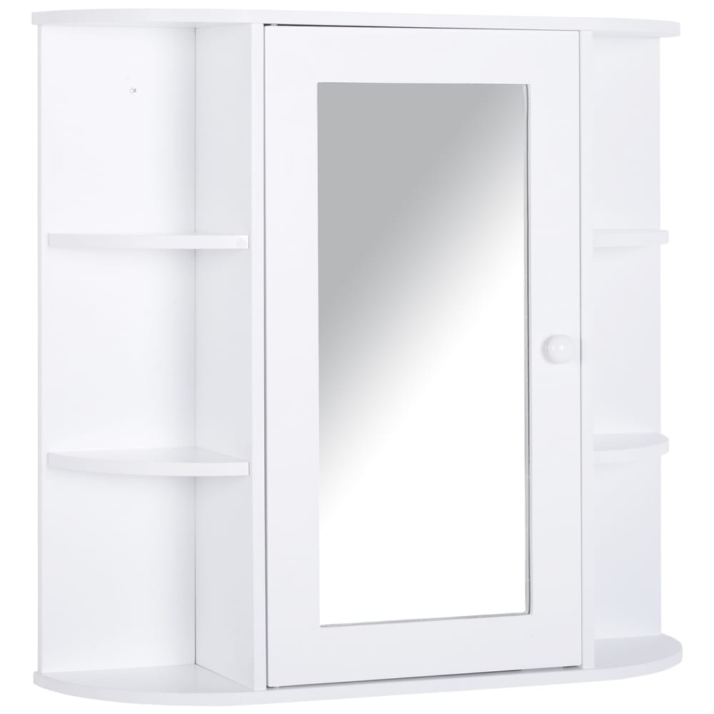 Armoire à glace 1 porte étagères latérales blanc