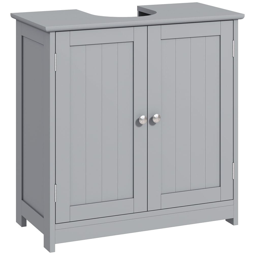 Meuble vasque 2 portes rainurées avec étagère