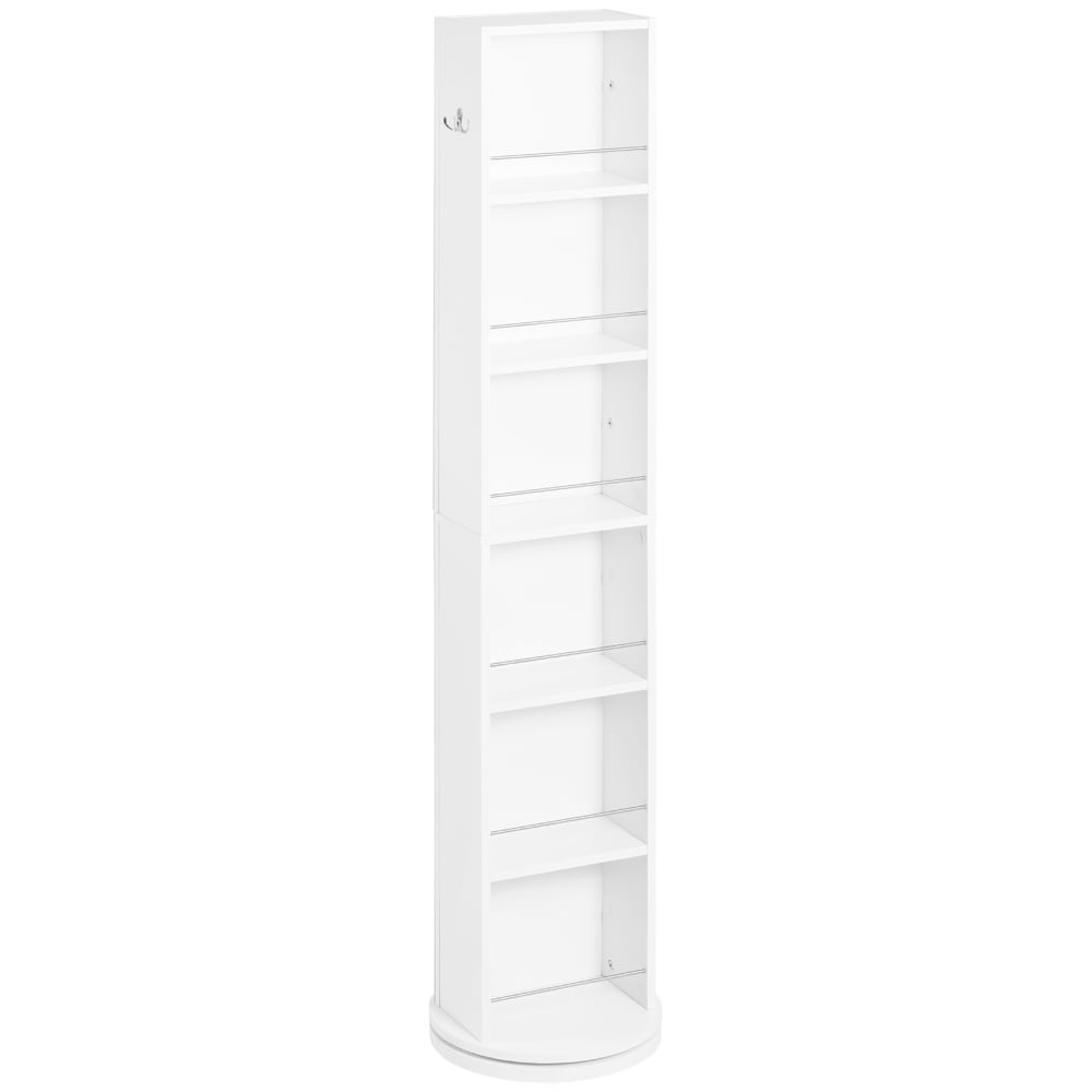 Kleankin Drehbarer Badezimmer-Säulenschrank 36x36x171cm weiß - Spanplatte