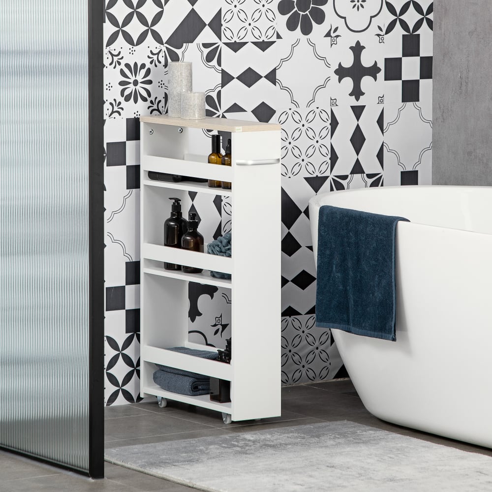 Badezimmer-Säulenmöbel mit Rollen, 3 Ebenen - Maisons Du Monde