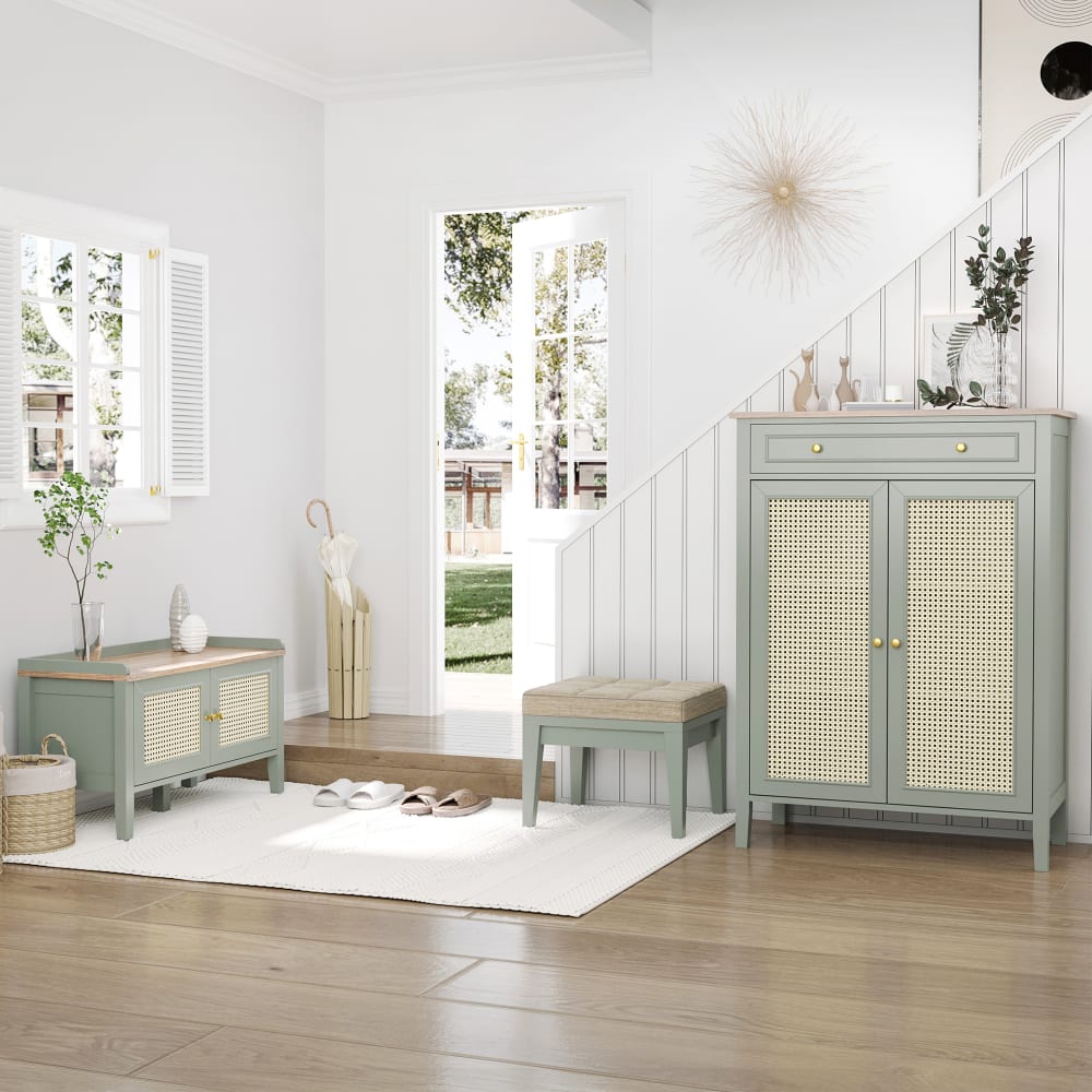 Meuble chaussures banc à chaussures 2 en 1 style bohème chic