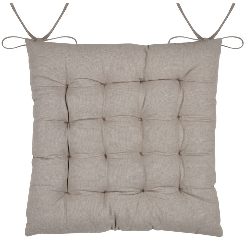 Galette de chaise feuillage - effet matière en coton brodé ecru 38 x — vue 4