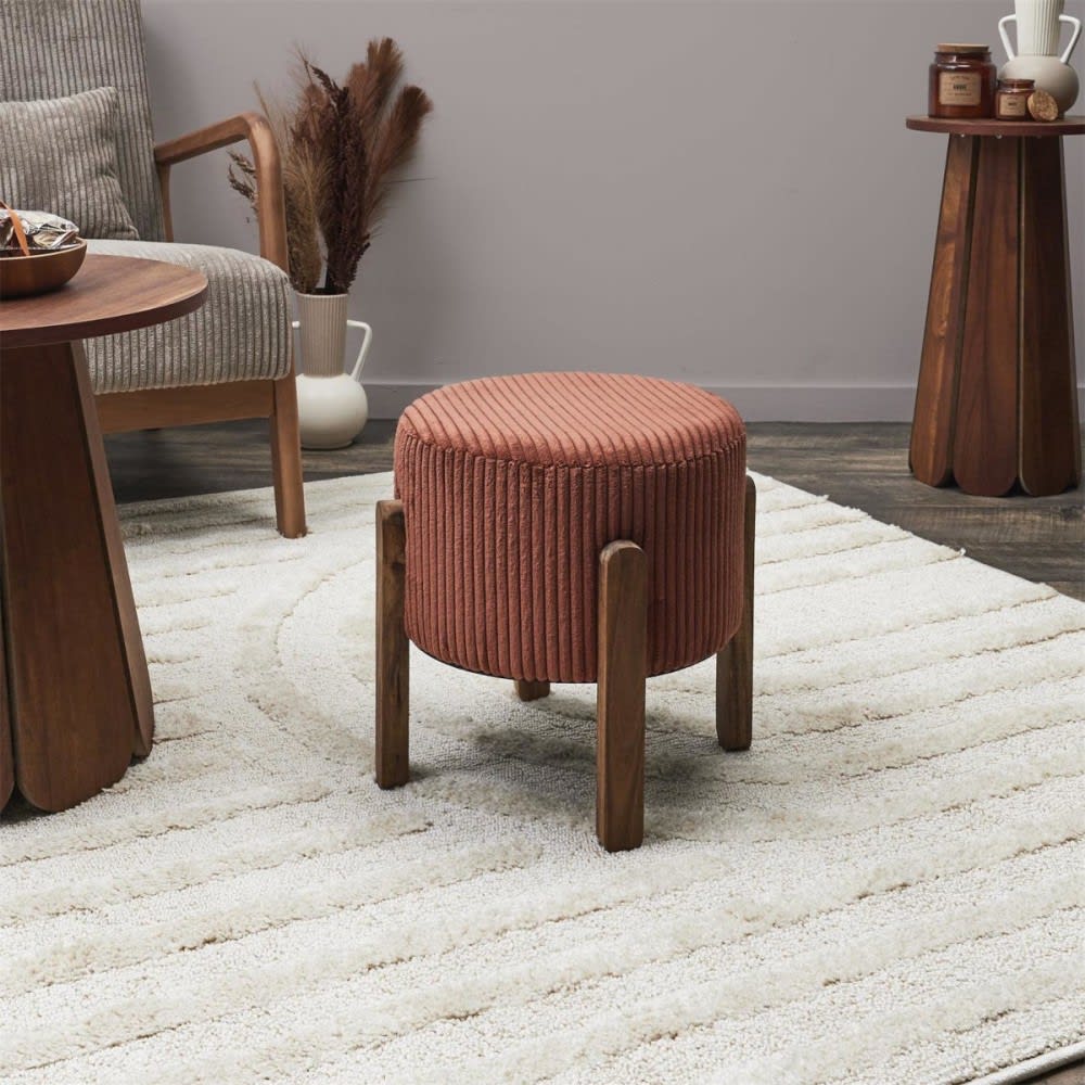 Tabouret côtelé terracotta - Maisons du Monde