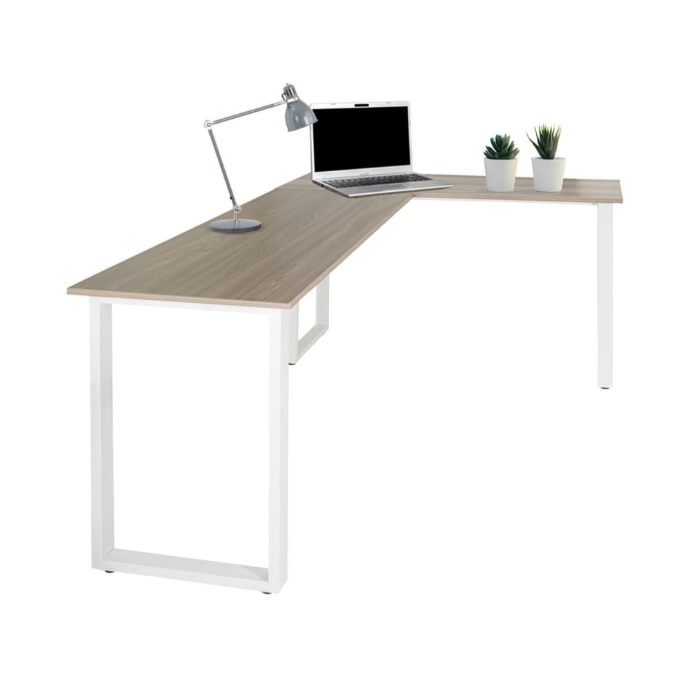 hjh OFFICE Eckschreibtisch in Holzoptik, Grau/Weiß Grau Spanplatte